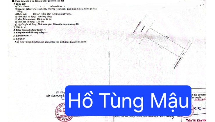 Bán đất trục đường kinh doanh đường 10,5m Hồ Tùng Mậu